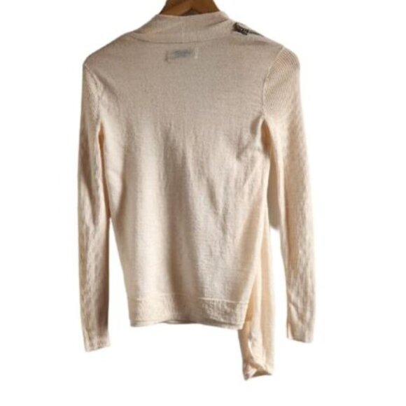 AllSaints Drina Ribbed Asymmetrical Zipper Shoulder Merino Wool Cardigan Size XS - Picture 6 of 8